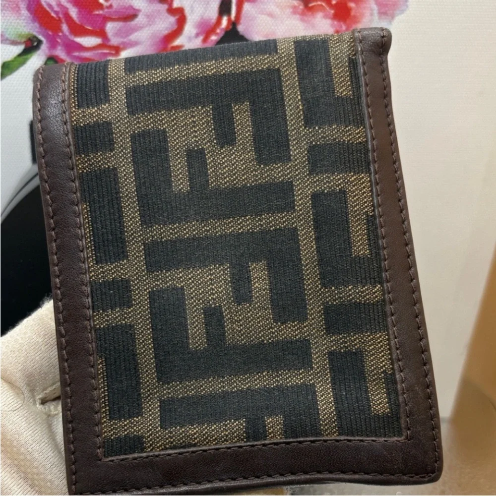 Fendi Black and Brown FF Logo Wallet